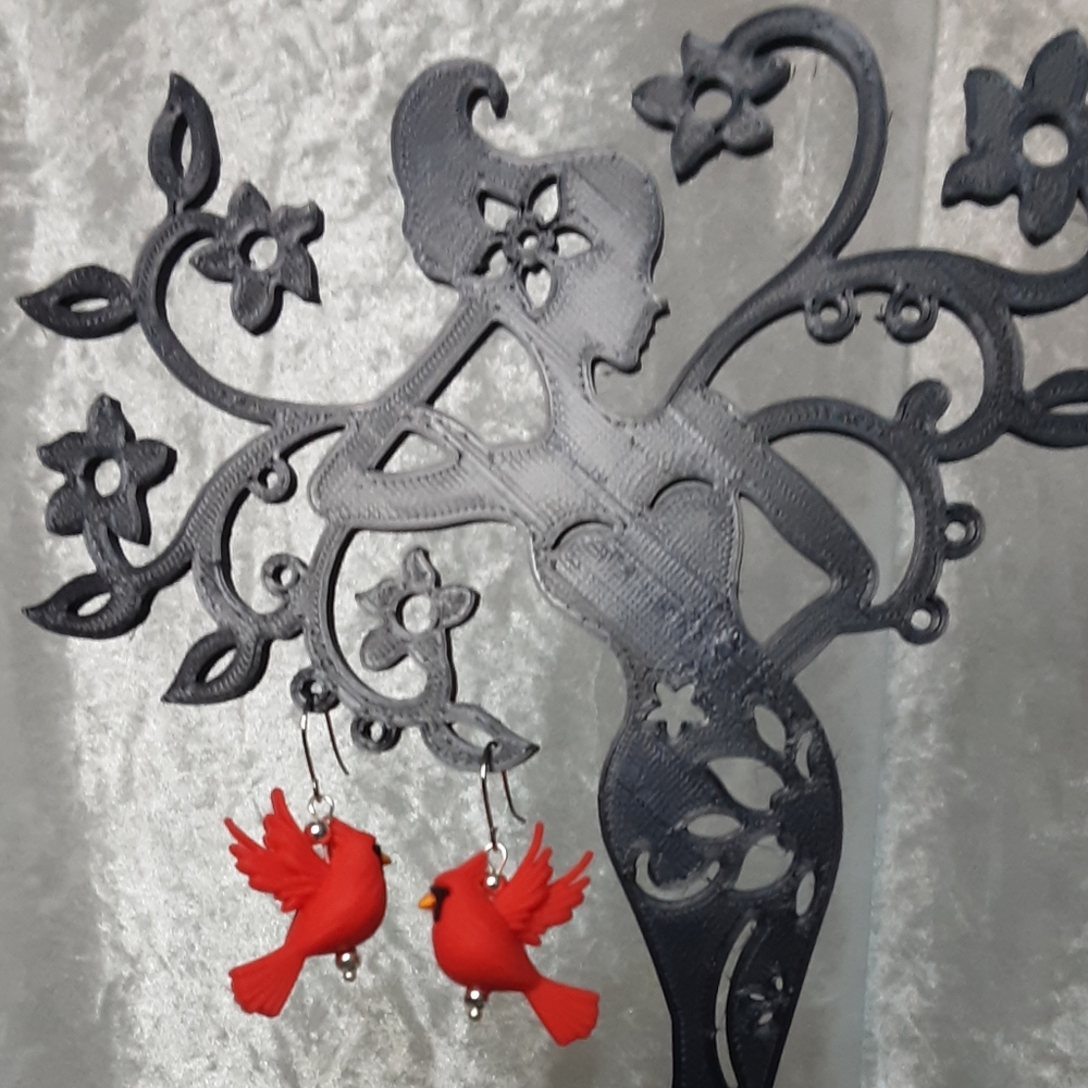 Handmade Cardinal Earrings Red